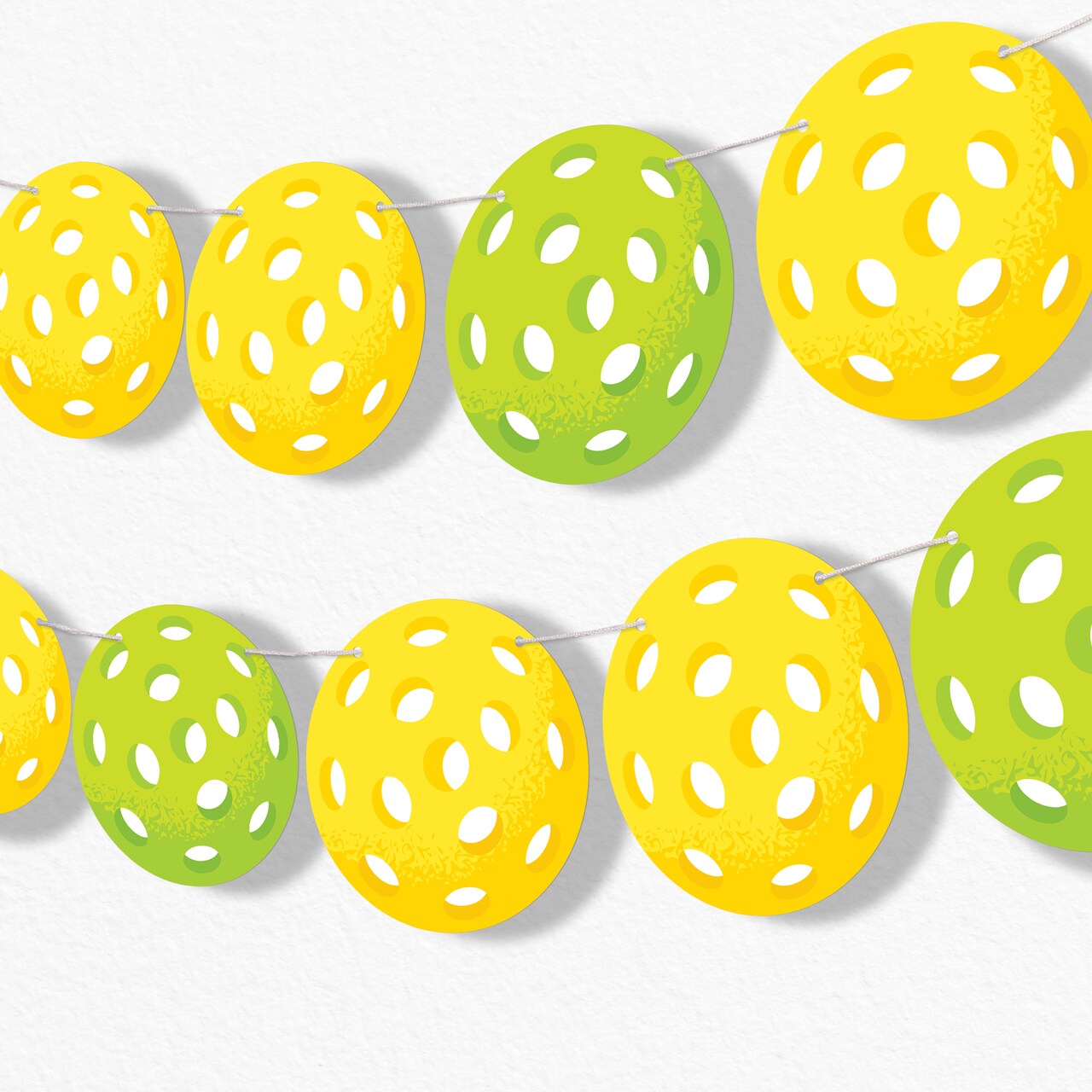 Big Dot of Happiness Pickleball Garland Banner, Let's Rally Birthday or Retirement Party Decorations Banner, 30 Feet of Cord, 15 Double-Sided Pickleballs